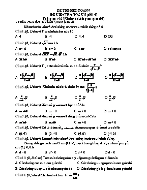 Đề thi học kì I Toán 9 - Đề 14
